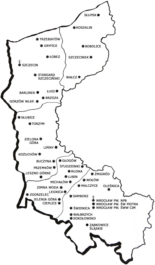 карта приходов Вроцлавской епархии (с официального сайта епархии - http://www.diecezjawroclawsko-szczecinska.pl/)